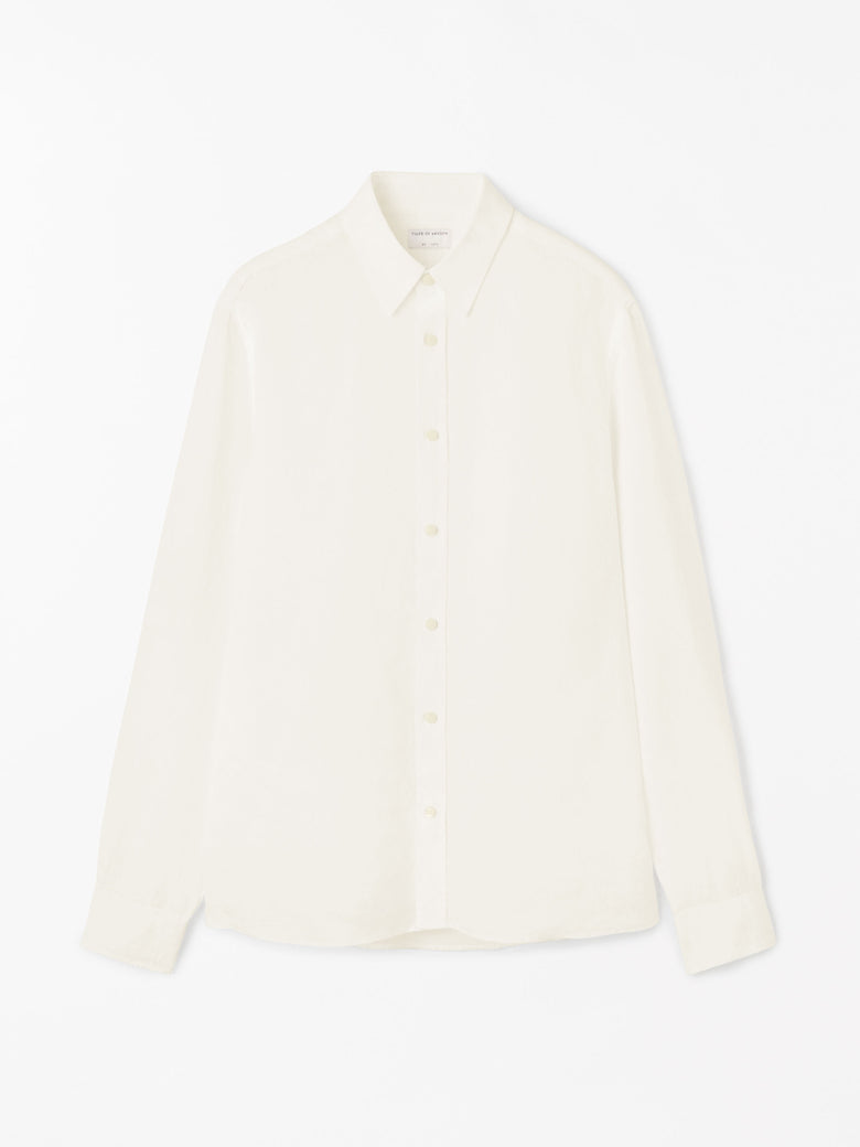 TIGER OF SWEDEN Spenser long-sleeve linen shirt with tailored waist in Off White by eightywingold