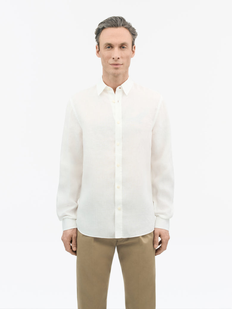 TIGER OF SWEDEN Off White Spenser shirt featuring classic placket and pointed collar by eightywingold