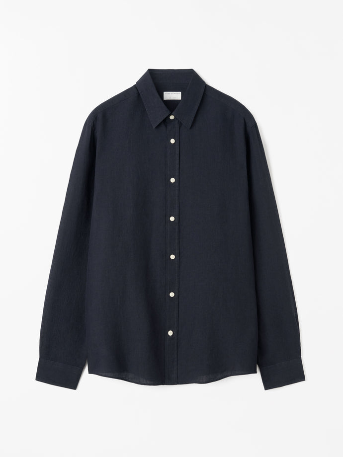 TIGER OF SWEDEN Spenser 100% linen shirt in Midnight Blue from eightywingold