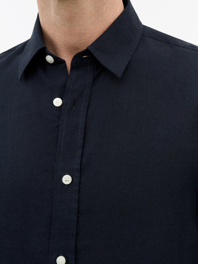 TIGER OF SWEDEN tailored-fit Spenser shirt with pointed collar in Midnight Blue from eightywingold