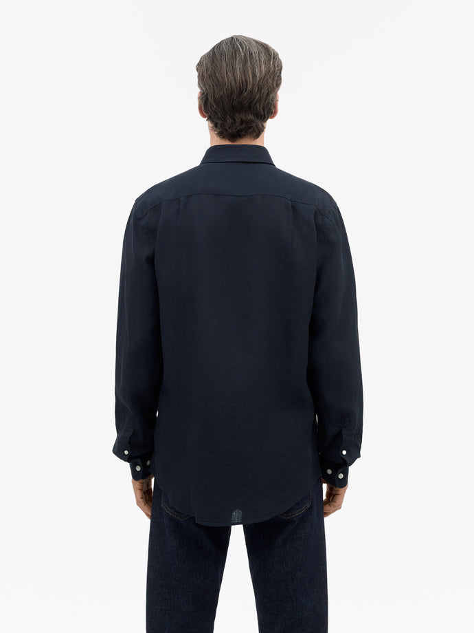 TIGER OF SWEDEN casual button-up Spenser shirt with rounded cuffs in Midnight Blue from eightywingold