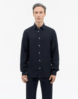 TIGER OF SWEDEN Spenser shirt with curved hem and double-layer back yoke in Midnight Blue from eightywingold