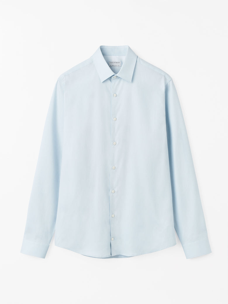 TIGER OF SWEDEN Filbrodie formal cotton-twill shirt with pointed collar in Light Blue from eightywingold