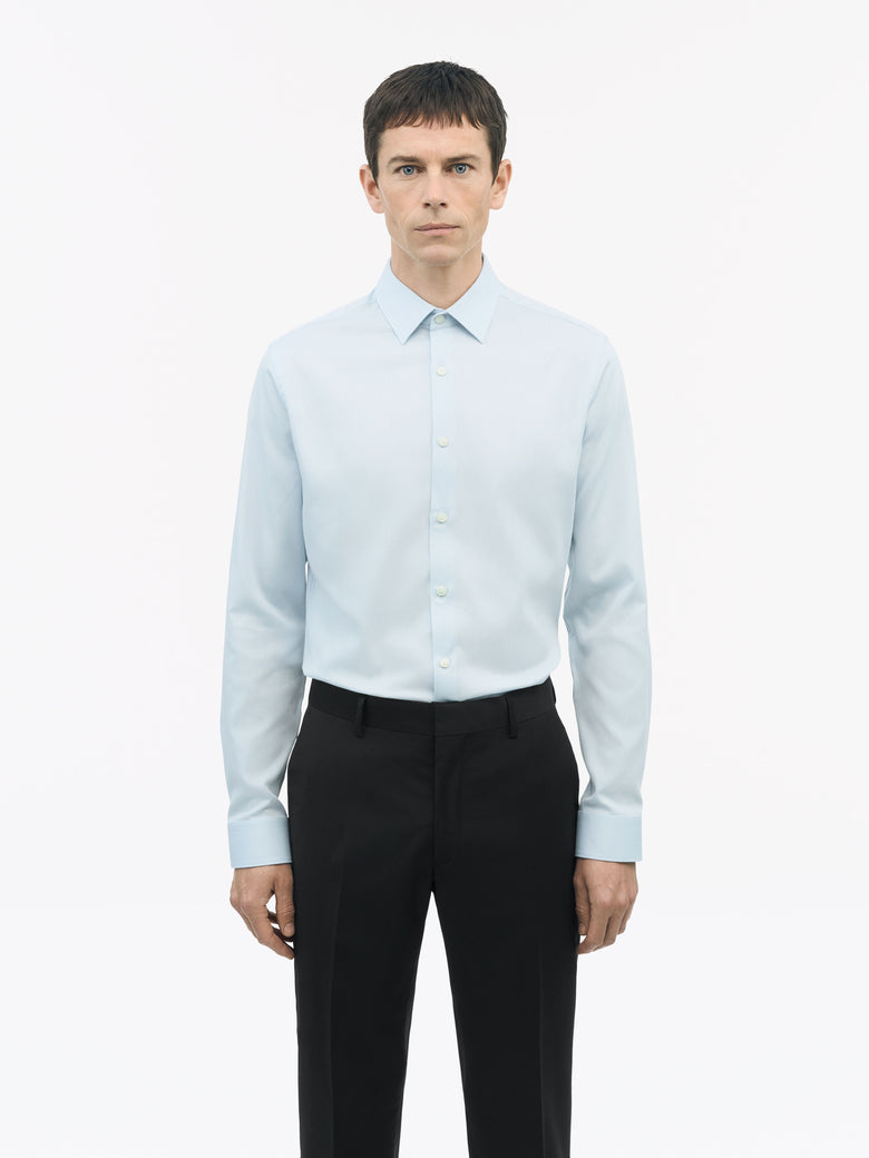 TIGER OF SWEDEN Light Blue Filbrodie shirt with French placket and extra-slim fit from eightywingold