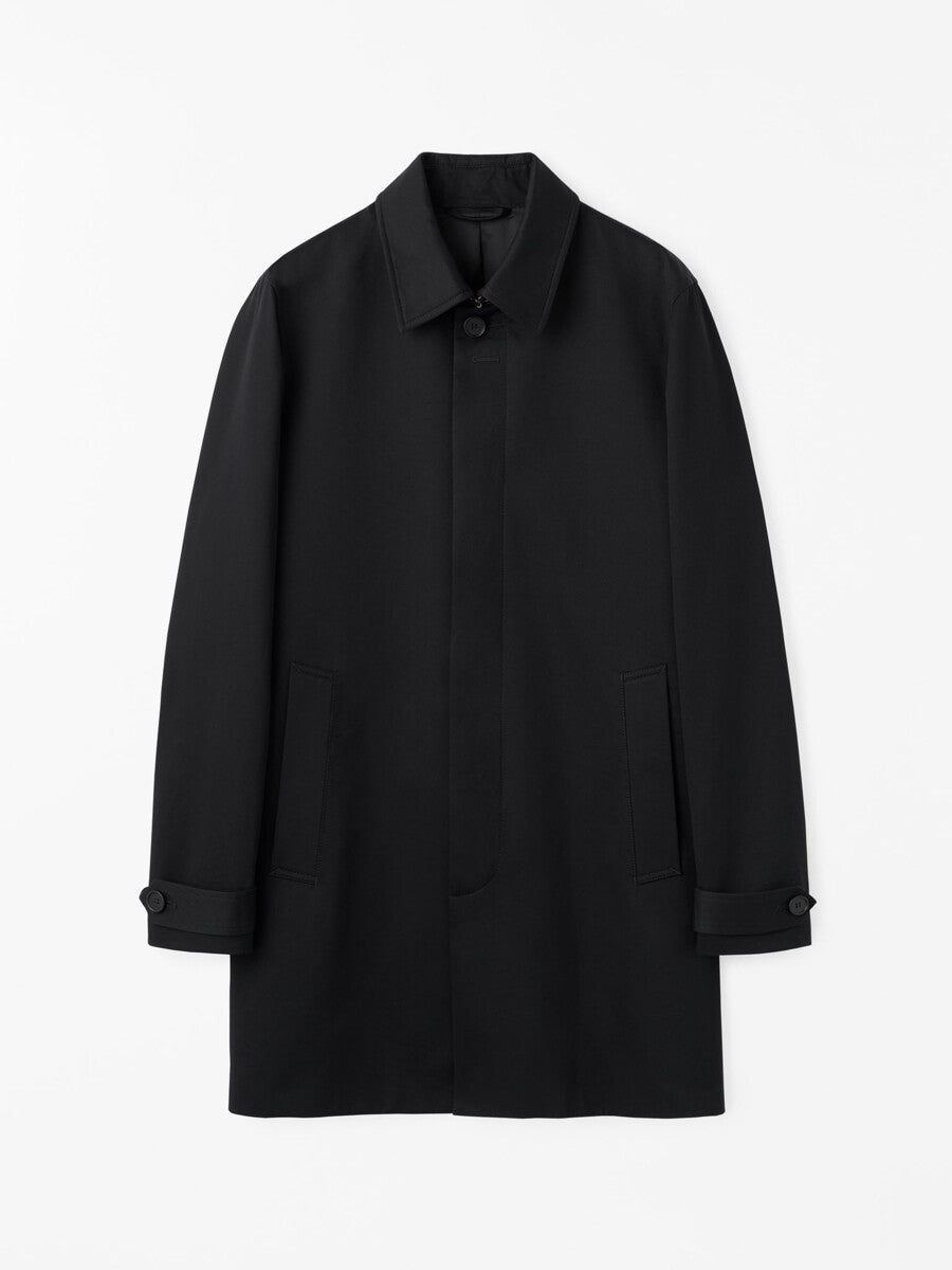 TIGER OF SWEDEN Cane black water-repellent cotton coat with hidden button closure from eightywingold in Canada