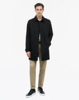 TIGER OF SWEDEN mid-thigh length Cane coat in Black with adjustable sleeve tabs from eightywingold in Canada