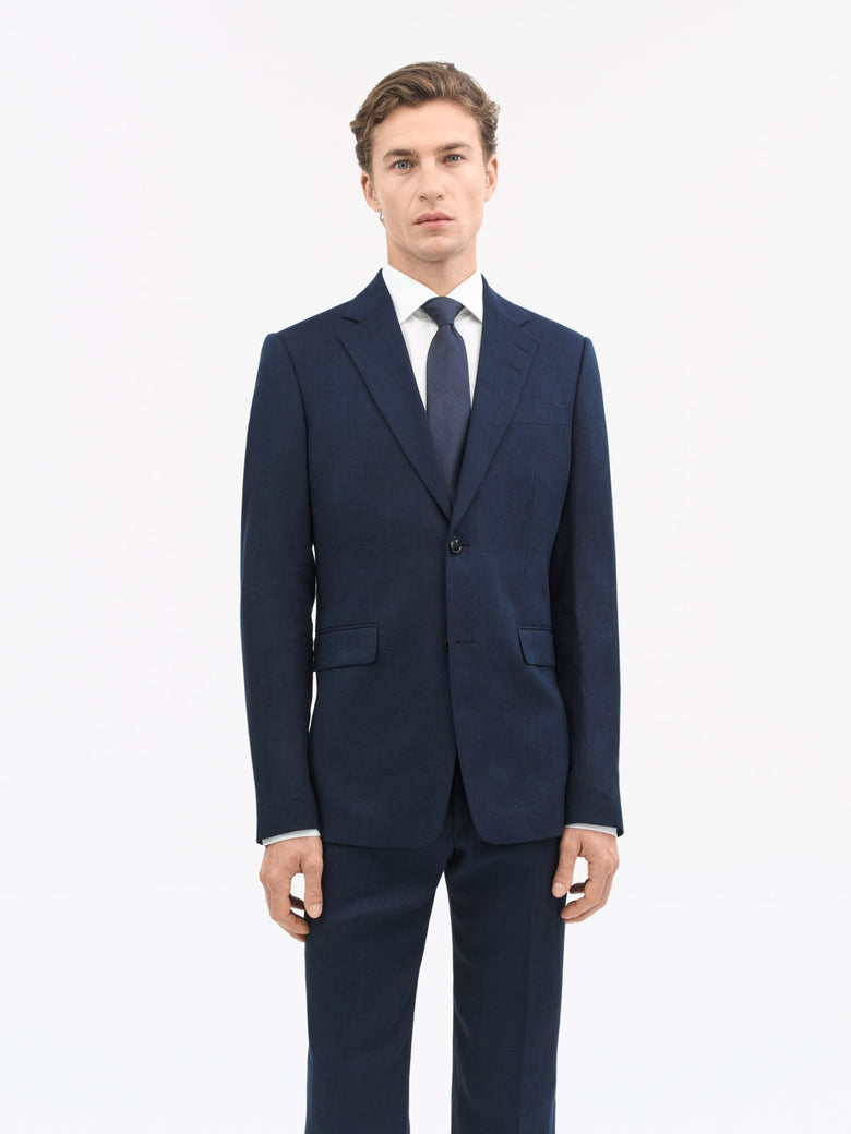 TIGER OF SWEDEN Midnight Blue Justin blazer with wide lapels and AMF stitching from eightywingold in Canada