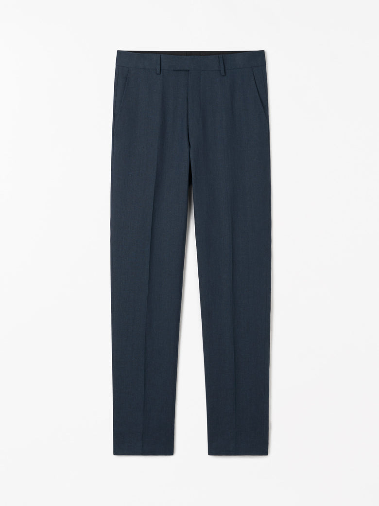 TIGER OF SWEDEN Tenuta tailored linen trousers in Midnight Blue from eightywingold in Canada