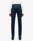 TIGER OF SWEDEN Tenuta straight-leg linen trousers in Midnight Blue with double paspoal back pockets from eightywingold in Canada