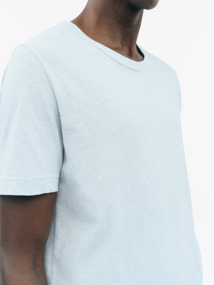 Front view of TIGER OF SWEDEN Olaf L formal t-shirt in Light Blue from eightywingold