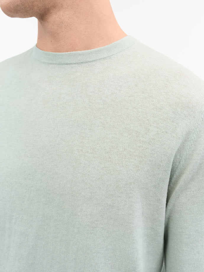 TIGER OF SWEDEN slim-fit crew-neck sweater in Pale Grey Blue with ribbed trims from eightywingold