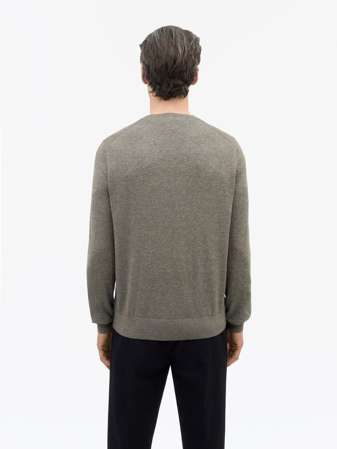 TIGER OF SWEDEN fine-knit crew-neck sweater with French shoulders in Dark Grey from eightywingold