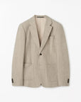TIGER OF SWEDEN Justin blazer in Pale Sand linen blend with sharp silhouette from eightywingold