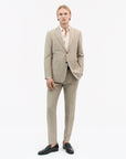Back view of TIGER OF SWEDEN double vented linen blend Justin blazer in Pale Sand from eightywingold