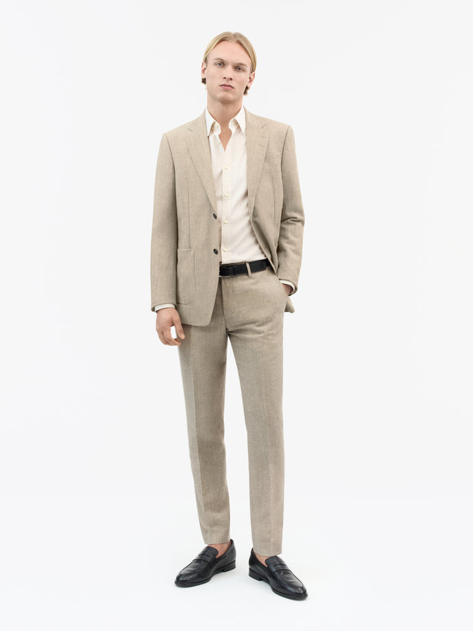 TIGER OF SWEDEN versatile Pale Sand Tenuta trousers in linen blend for formal or casual looks from eightywingold