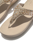 Lulu Crystal-Mix Metallic Toe-post Sandals