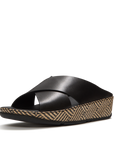 Lulu Lux Graphic-Weave Leather Cross Slides