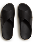 Lulu Lux Graphic-Weave Leather Cross Slides