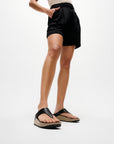 Lulu Lux Graphic-Weave Leather Toe-Post Sandals