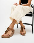 Lulu Marbled-Stone Toe-Post Sandals