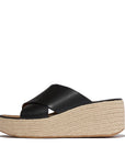PLATFFORMS-ESPADRILLE-LEATHER-WEDGE-CROSS-SLIDES-BLACK