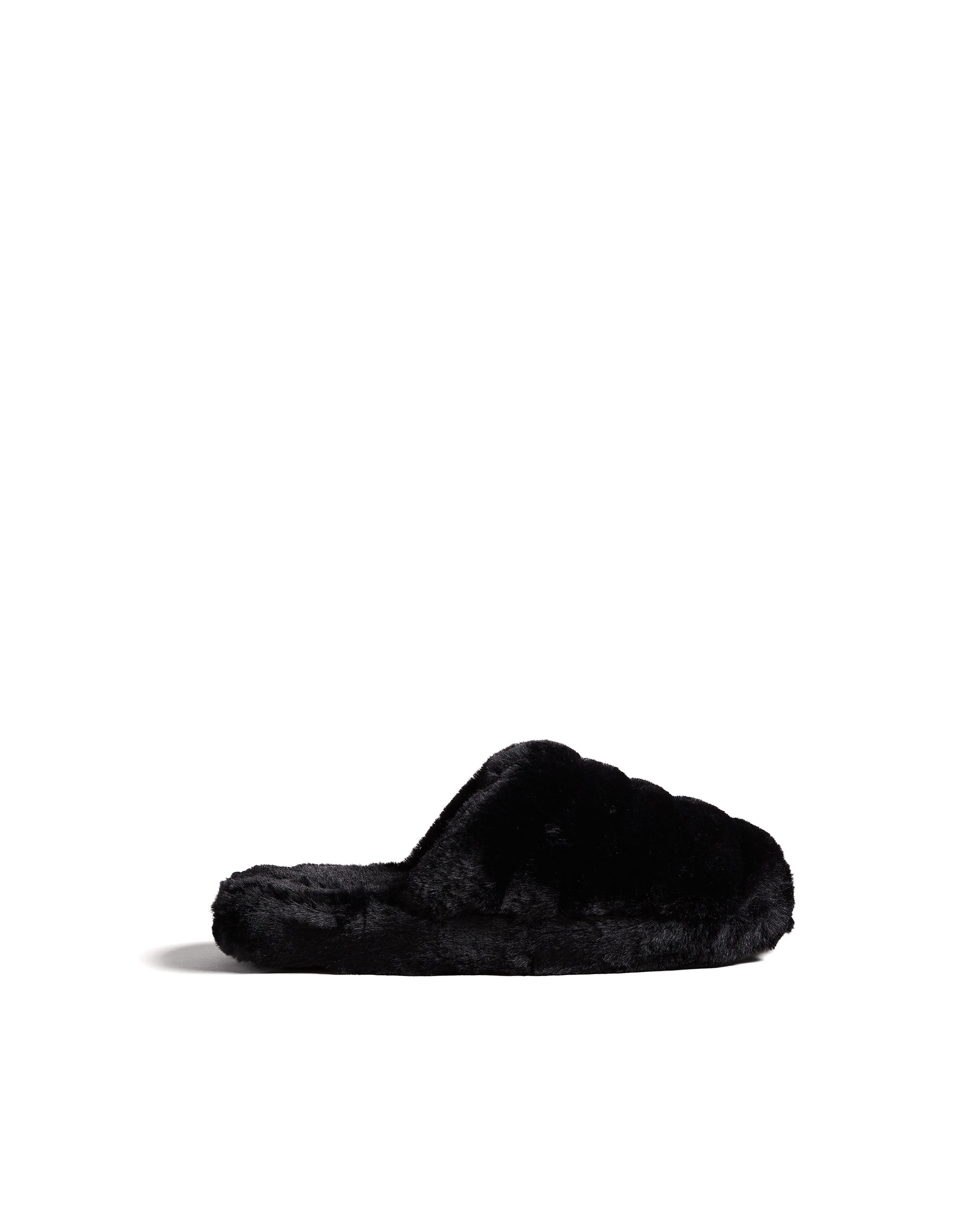 Lopsey Fur Slippers in Black eightywingold