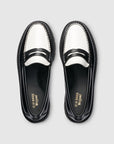 GH BASS Whitney Super Lug Weejuns Loafer in Black and White BAX1W010 | Shop from eightywingold an official brand partner for GH Bass Canada and US.
