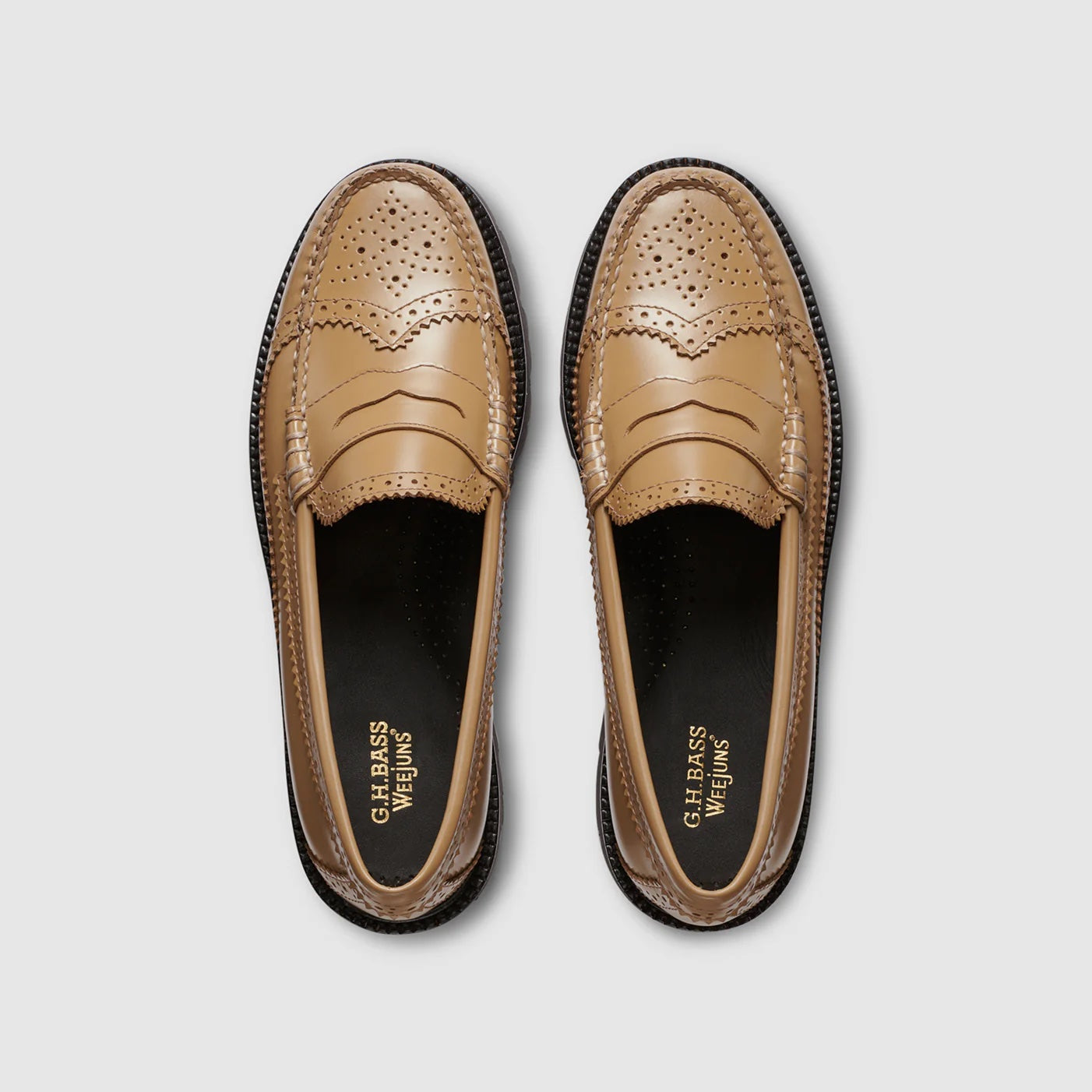 GH BASS Whitney Brogue Super Lug Weejuns Loafer in Tan eightywingold Official Brand Partner US W10