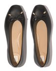FITFLOP Delicato Bow Soft Leather Ballerinas in Black HX8 | Shop from eightywingold an official brand partner for Fitflop Canada and US.