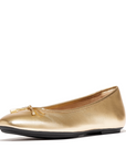 FITFLOP Delicato Bow Soft Metallic-Leather Ballerinas in Golden IH2 | Shop from eightywingold an official brand partner for Fitflop Canada and US.