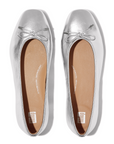 FITFLOP Delicato Bow Soft Metallic-Leather Ballerinas in Silver IH2 | Shop from eightywingold an official brand partner for Fitflop Canada and US.