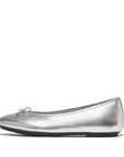 FITFLOP Delicato Bow Soft Metallic-Leather Ballerinas in Silver IH2 | Shop from eightywingold an official brand partner for Fitflop Canada and US.