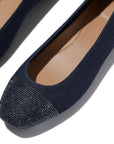 Delicato Crystal Cap-Toe Denim Ballerinas