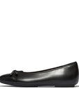 Delicato Glitz Bow Leather Ballet Flats in Black