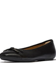 Delicato Glitz Bow Leather Ballet Flats in Black