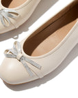 Delicato Glitz Bow Leather Ballet Flats in Turtle Dove
