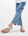 LULU Crystal-Buckle Leather Toe-Post Sandals