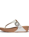 LULU Crystal-Buckle Leather Toe-Post Sandals