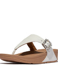 LULU Crystal-Buckle Leather Toe-Post Sandals