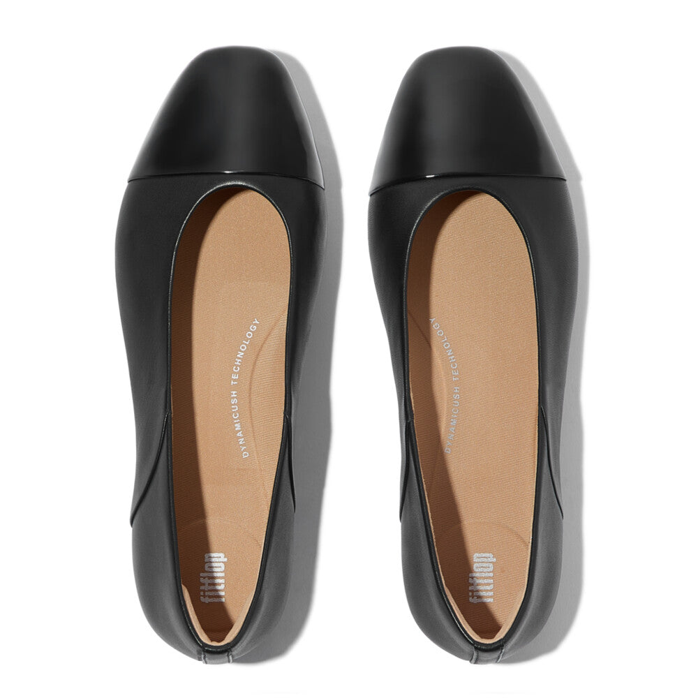 Danser Cap-toe Leather Ballet Flats in All Black