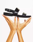 GRACIE Leather Back-Strap Sandals in Black