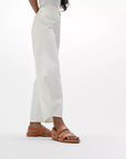 GRACIE Leather Back-Strap Sandals in Light Tan