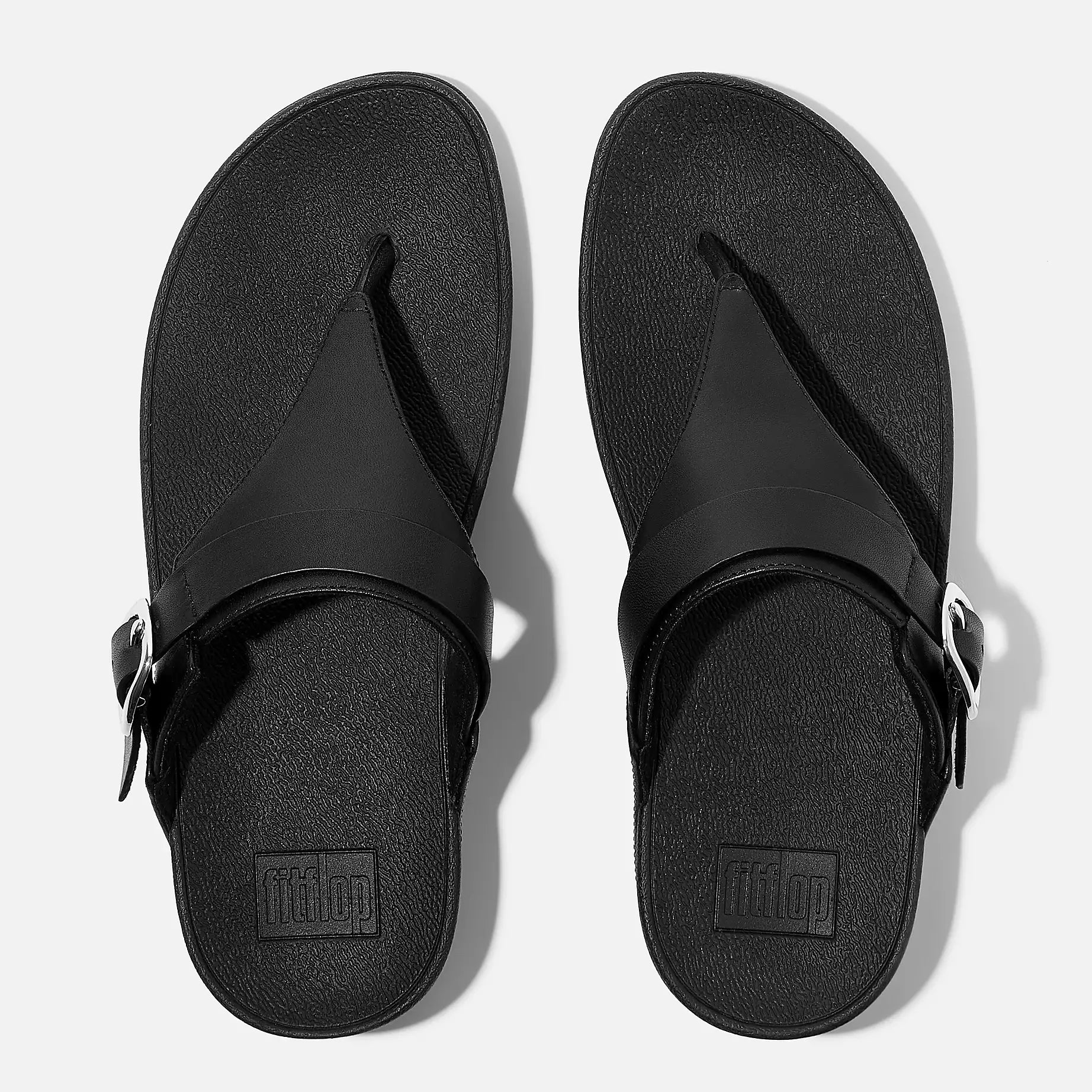 LULU Adjustable Leather Toe-Posts in Black