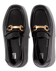 FITFLOP F-Luma Chunky-Snaffle Leather-Box Demi-Wedge Loafers in Black HY3 | Shop from eightywingold an official brand partner for Fitflop Canada and US.