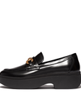 FITFLOP F-Luma Chunky-Snaffle Leather-Box Demi-Wedge Loafers in Black HY3 | Shop from eightywingold an official brand partner for Fitflop Canada and US.