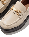 FITFLOP F-Luma Chunky-Snaffle Leather Demi-Wedge Loafers in Beige IJ7 | Shop from eightywingold an official brand partner for Fitflop Canada and US.