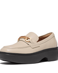 FITFLOP F-Luma Chunky-Snaffle Leather Demi-Wedge Loafers in Beige IJ7 | Shop from eightywingold an official brand partner for Fitflop Canada and US.