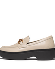 FITFLOP F-Luma Chunky-Snaffle Leather Demi-Wedge Loafers in Beige IJ7 | Shop from eightywingold an official brand partner for Fitflop Canada and US.