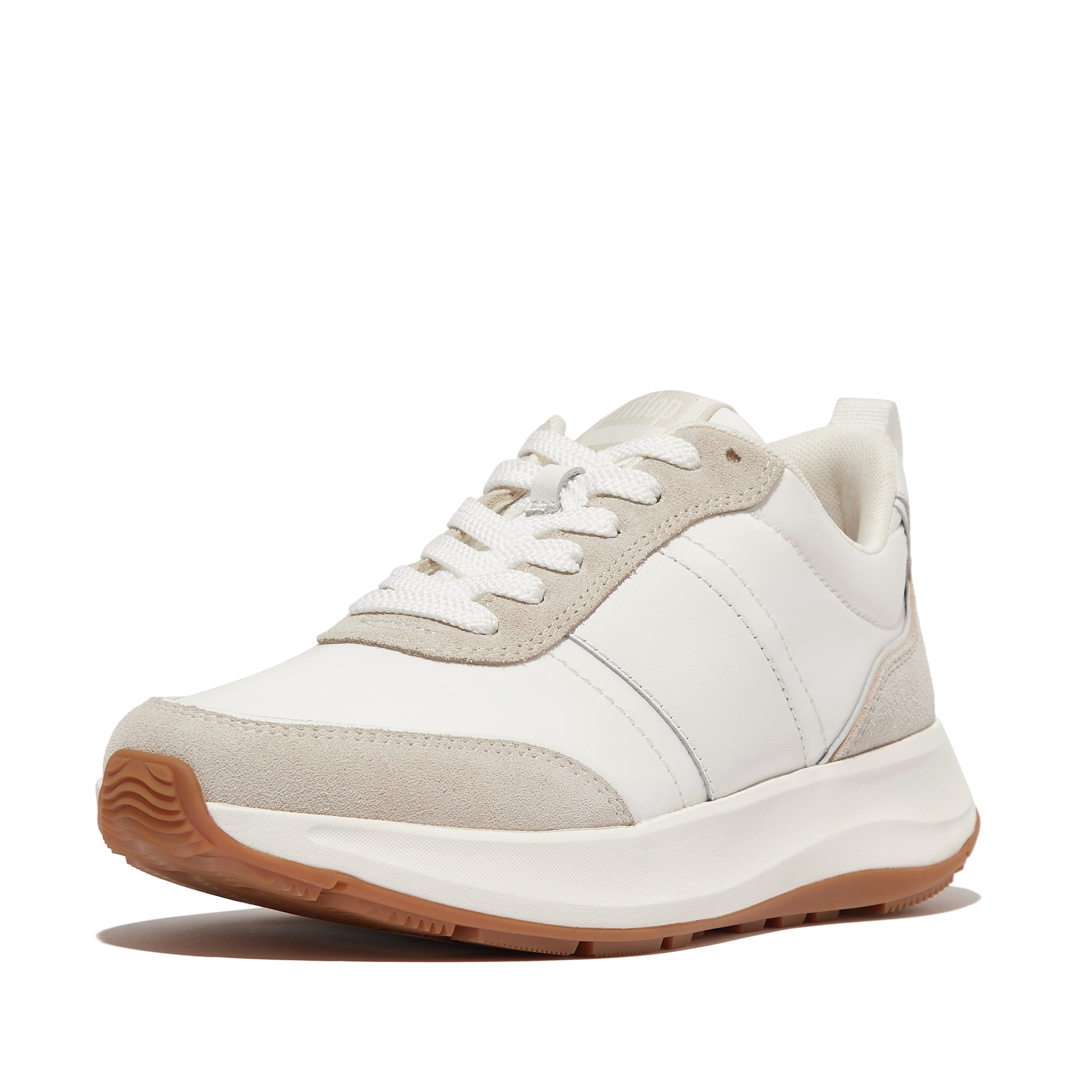 FitFlop ホワイト スニーカー 厚底 FITFLOP F-Mode Flow Fabric/Suede/Leather Flatform Sneakers