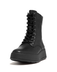 FITFLOP F-Mode Leather Lace-Up Flatform Ankle Boots in Black GM4 | Shop from eightywingold an official brand partner for Fitflop Canada and US.
